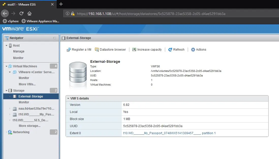 ESXi External Storage View