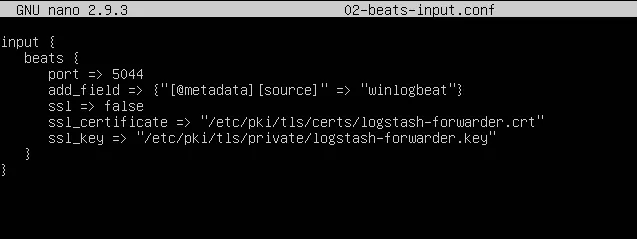 Logstash Beats Input Config
