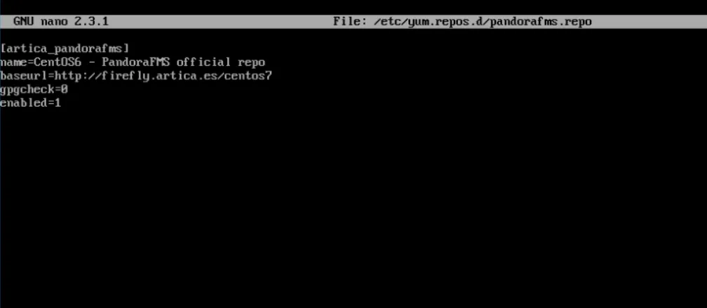 Editing the pandorafms.repo file