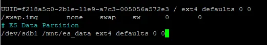 fstab entry for the new partition