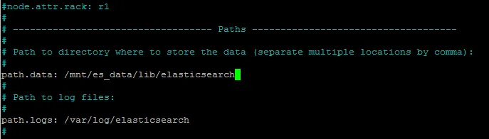 elasticsearch.yml path.data set to the mounted directory